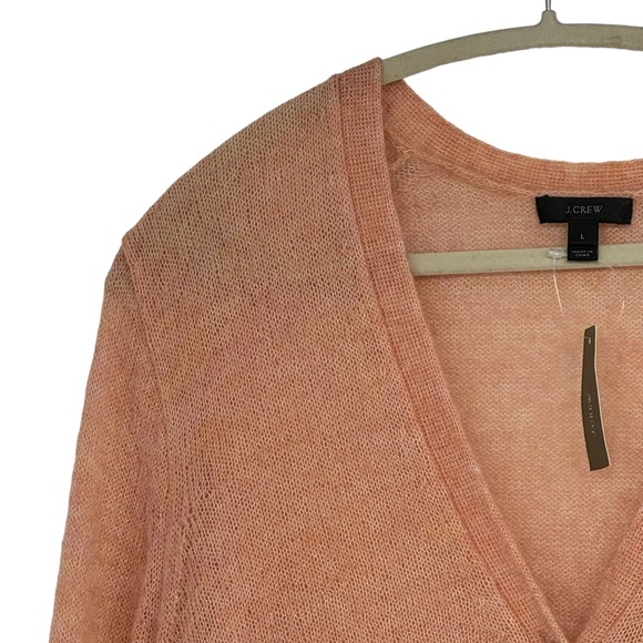 NWT J Crew Size Large Dusty Peach Kid Mohair/Polyamide V-Neck Boyfriend Cardigan - Picture 2 of 13